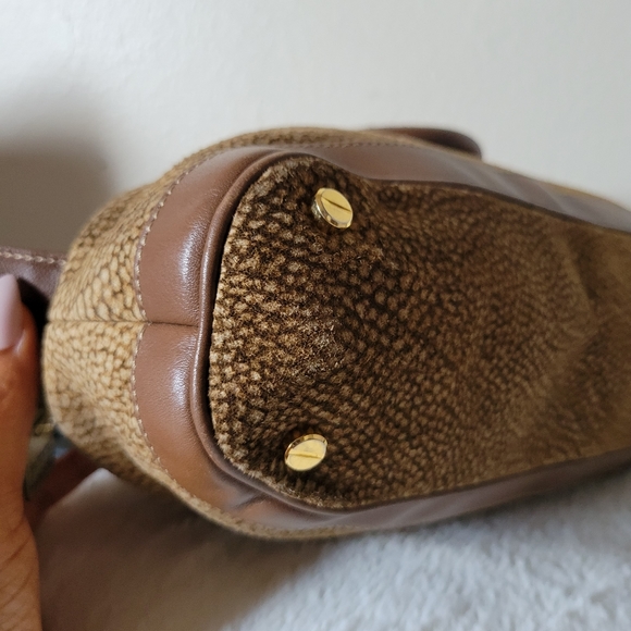 BORBONESE Quail Pattern Suede Leather Bag - Picture 8 of 11